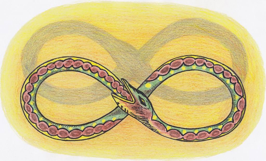 Starověký had Ourobourus představuje nikdy nekončící koloběh života.